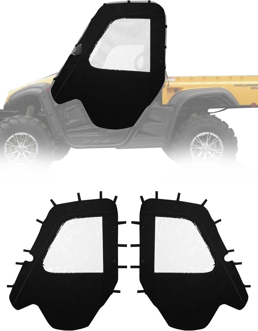 UTV Soft Cab Enclosure for Hisun 500/700, Axis 500/700, Coleman 500/700; Heavy-Duty Oxford Fabric, Windproof & Waterproof L&R Side Doors with Zipper PVC Windows, Reserved Side Mirror