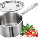 DELALRO Tri-Ply Stainless Steel 2.5 QT Saucepan with Lid, Heavy Duty Induction Pot, Fast Even Heat, Fuel Saving, Induction Cookware, Kitchen and Dining Steel Saucepan