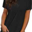 Saloogoe Womens Loose Fit Tshirts Short Sleeve Summer Tops Casual Workout Yoga Tunic T Shirts Tops (XX-Large, 00-black)