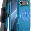 Magnetic for iPhone Air Case, with Belt Clip,[Compatible with Magsafe] W/Tempered Glass Screen Protector,Anti-Drop,Shockproof,Heavy Duty Protection (Lake Blue)