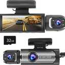 Dash Cam Front and Inside, 1296P Dual DashCams for Car, 3.16 Inch IPS Screen Driving Recorder with IR Night Vision, Loop Recording, Wide Angle Lens, 24H Parking Traffic Recorder with 32GB TF Card