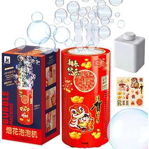 Portable Firework Bubble Machine, 20-Hole Electric Automatic Bubble Maker Toys for Indoor Outdoor Birthday Party, New Year