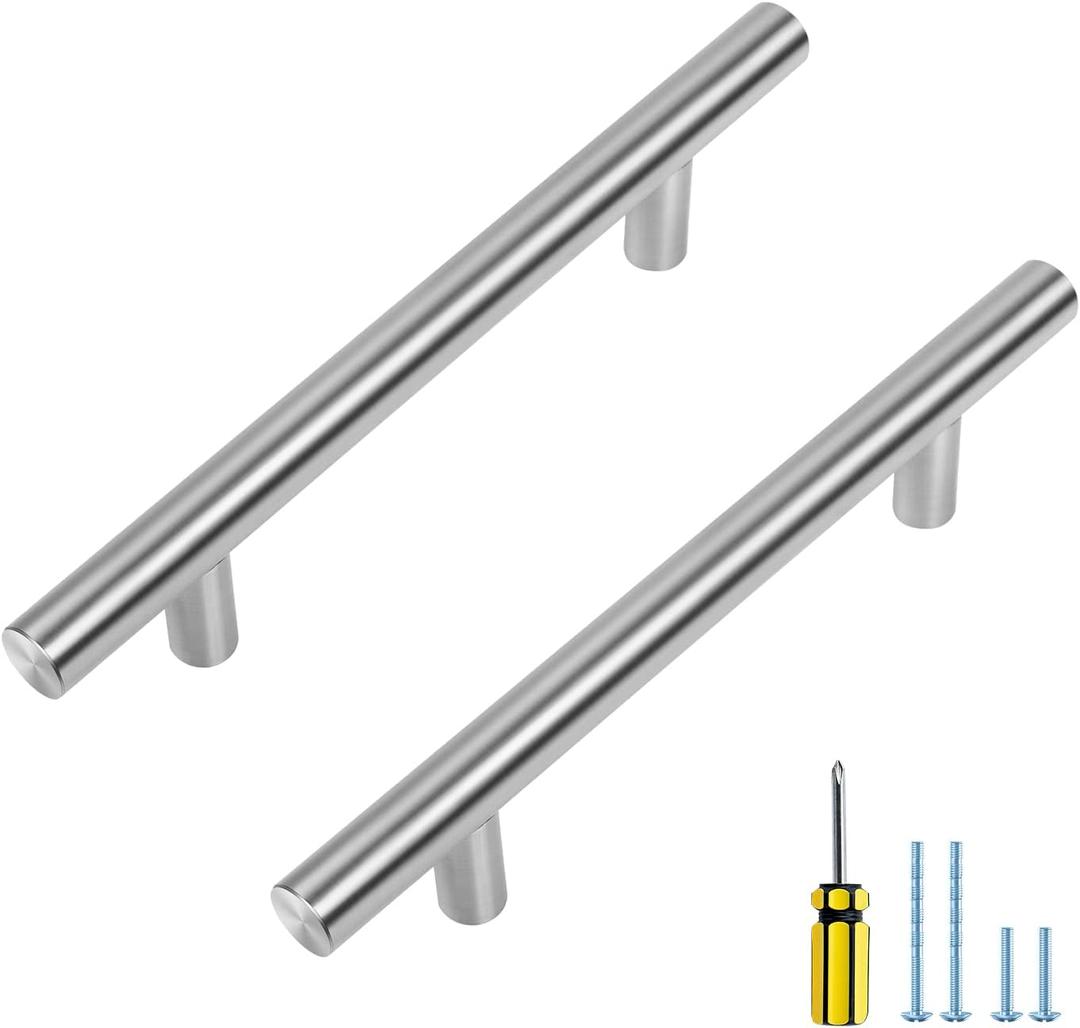 Ravinte 5 Pack 4 inch Brushed Nickel Cabinet Pulls Kitchen Cabinet Handles 6-3/8" Overall Length Satin Nickel Kitchen Cabinet Pulls