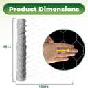48 in x 150 ft, 2 inch Metal Mesh Pencing, Chicken Wire Fencing, Hexagonal Galvanized Poultry Wire Netting for Chicken, Duck, Goose, Rabbit Fencing