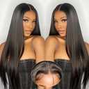 Wear and Go Glueless Wigs Human Hair Pre Plucked Pre Cut 6x4 Straight Lace Front Wigs Human Hair Wigs for Women No Glue Hd Lace Front Closure Ready to Wear Wigs 180% Density Natural Black 28 Inch
