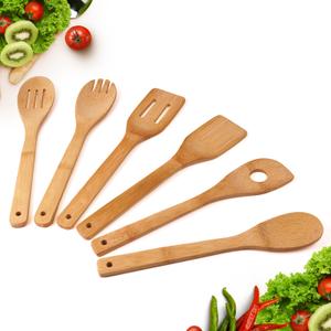 Wooden Spoons for Cooking,Heat-resistant Wood Serving Utensil Set Ideal for Kitchen Nonstick Cookware Everyday Use,Bamboo Cooking Spoon Spatula