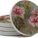 Thirstystone Paeona II Natural Sandstone Coaster 4 Pack Eco-Friendly, Absorbent, Easily Wipes Clean