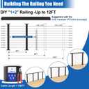 CKE 5ft-10ft Complete Set 36" Cable Railing Post Kit, 2Pack Black Level Drilled Line Posts(35"x2"x2"), Swageless Deck Cable Railing System Kit, 150ft 1/8" Wire Rope(No Handrail), Black Post Kit LPS02