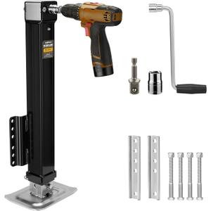 8000 lbs A-Frame Trailer Jack, Heavy Duty Trailer Tongue Jack for RV and Utility Trailer, 20-24V Cordless Drill Compatible, 5-Level Adjustable Drop Leg with 4.7 to 33.4-Inch Lift Range, Black