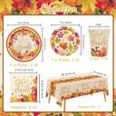 Fall theme Party Supplies Kit, Serve 25, Autumn Harvest Disposable Dinnerware Includes: Paper Dinner Plates, Dessert Plates, Napkins, Cups, and Tablecloth, for Thanksgiving Party Decorations
