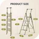 WOA WOA 4 Step Ladder, Ladders for Home, Anti-Slip Pedals, Aluminum Step Stool Foldable, Lightweight to Move, Ease of Storage, Reach 9ft for Closet Kitchen Library, Hold 300lbs - Gold