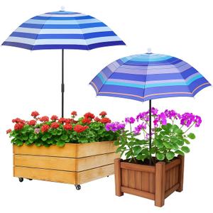 Abbylike 2 Set Plant Umbrellas for Outdoor Plants, Garden Umbrella Shade for Potted Plants and Garden Beds Plant Cover for Sun Summer Beach Terrace Lawn Swimming Pool (Stripe,Blue and White)