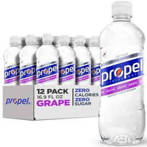 Propel Electrolyte Enhanced Water Sports Drink, Grape Flavored Water, Zero Calorie & Zero Sugar Hydration with Electrolytes and Vitamins C & E, 16.9 fl oz Bottles (12 Pack) (EXP 05/18/26)