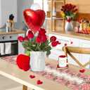 2 x Flower Love Rose Valentine’s Day Table Runner, Heart Polka Dot Happy Valentine Table Decoration for Dinning Kitchen Holiday Party Home Decor 13x90 Inch