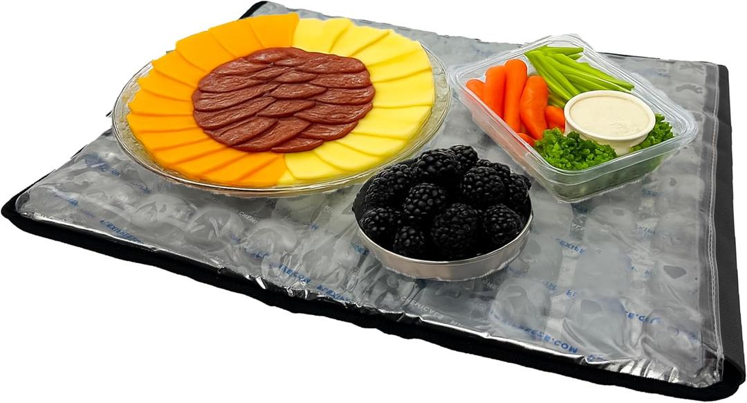FlexiFreeze Party Mat Chiller - Food Cooling Buffet Cooler for Cold Serving Black (19" x 15")
