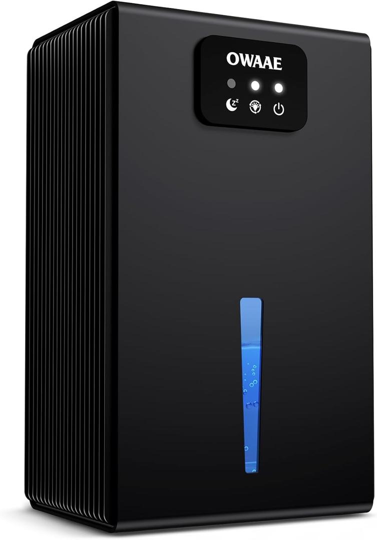 Dehumidifier for Home with Auto Shutoff Sleep Mode, 1000 Sq Ft | Quiet for Bedroom Basement Bathroom with Portable 95oz Water Tank, Auto Shutoff, 7-color LED light, Black