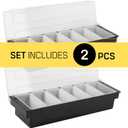 2PCS Ice Cooled Serving Tray Black – Chilled Garnish Cooler with Lid for Fruit Veggie Salad Bar Ice Station Plastic Serving Container Chilled Tray for Home Restaurant Container (6 Compartment x 2)
