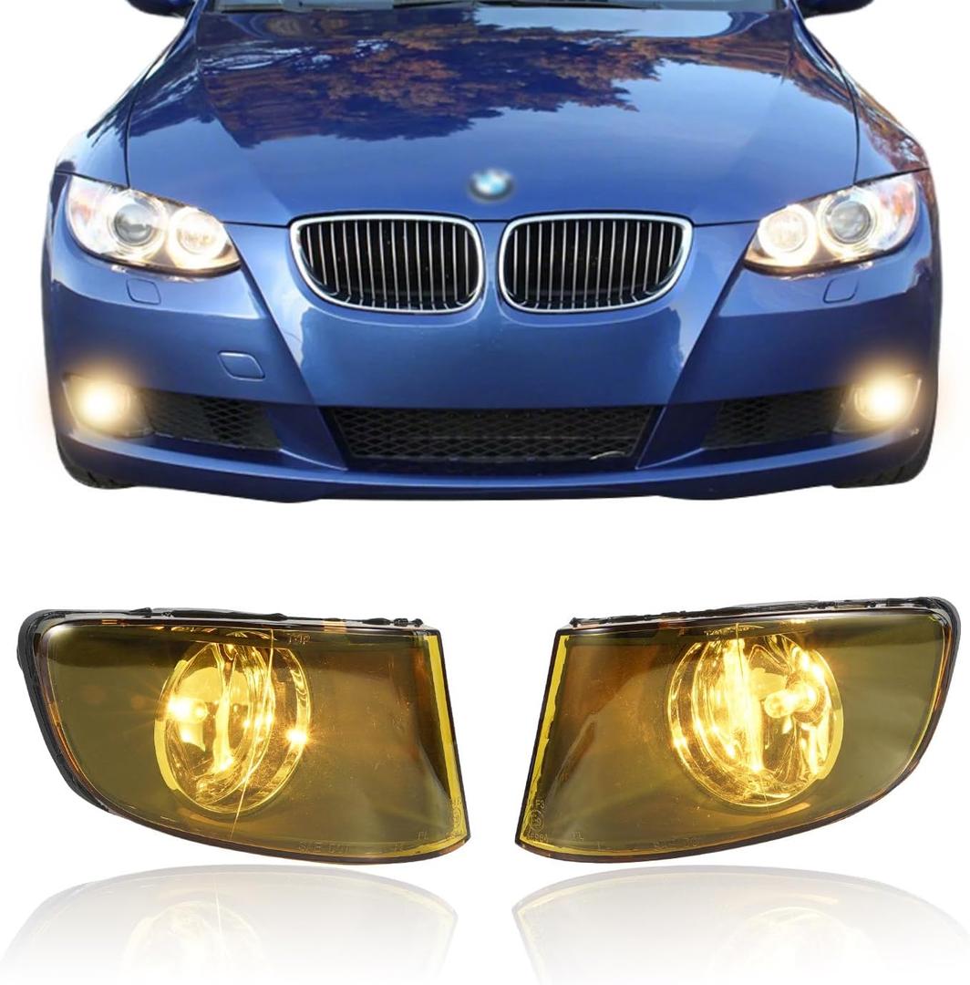 SAE J583 Fog Lights for 2007-2013 BMW E92/E93 3 Series Coupe & Convertible - Direct Fit 328i/328xi/335i/335is/335xi with Sport Bumpers (Yellow)