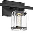 3-Light Black Finish Vanity Lighting with 5 Color Modes LED Eye Protection Bathroom Light Fixture, Dimmable Modern Wall Mounted Lights Over Mirror with Clear Glass Shade