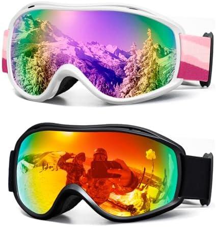 FMY Ski Snowboard OTG Goggles,Anti Fog UV400 Protection Skiing Snowmobile Goggles for Men Women Youth