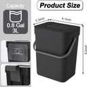 Compost Bin Kitchen, Includes 100 Trash Bags, Hanging Trash Can with Lid, Features Pet-Proof, Odor-Proof, and Quiet Opening/Closing. Suitable for Bathrooms/Bedrooms/Offices (Black, 0.8Gal/3L)