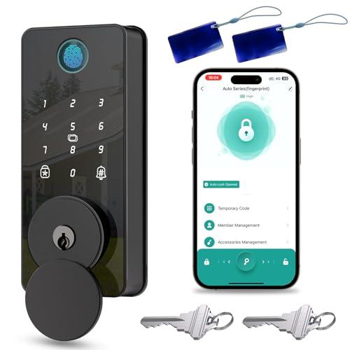 Keyless Entry Door Lock, Biquole Smart Lock with App Control, Fingerprint Door Lock, Electronic Keypad Deadbolt, Auto & One Touch Lock | Digital Smart Door Locks | Easy Installation | IP54 Waterproof