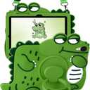 for Samsung Galaxy Tab S9 FE Case 10.9 - Cute Girls Boys Kawaii Cover Girly 3D Cartoon Women with Rotating Handle Stand & Strap Soft Silicone Green Funda for Samsung S9 FE 5G Tablet Case