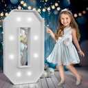Marquee Numbers 3 feet tall,Cool White Light Up Numbers 0, Large Numbers for 10th 40th 50th Birthday Party Decorations, Big Numbers for Anniversary DecorDIY Kits