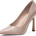 Elisabet Tang Women's Closed Toe 4 Inch High Heels Pointed Toe Wedding Dress Shoes Stiletto Pumps (7, Nude)