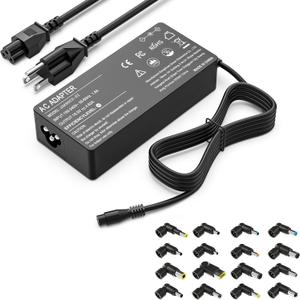 90W Universal Laptop Charger Adapter Replacement for HP Dell Acer Asus Lenovo Toshiba Samsung Sony Google MacBook Fujitsu Gateway Notebook Ultrabook Chromebook Power Supply Cord with 16 Tips