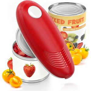 Electric Can Opener, Food Safe Automatic Can Opener with Smooth Edge, Open Your Cans with A Simple Press of Button, Can Opener Electric Kitchen Gifts for Seniors and Arthritis (Red)