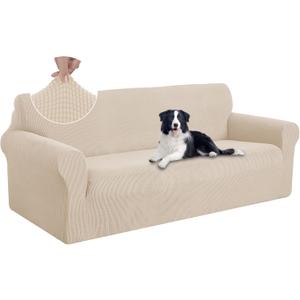 U-NICE HOME Stretch Couch Cover Sofa Cover Sofa Slipcover Furniture Protector for 4 Cushion Couch Sofa Pet Friendly(Oversized Sofa, Beige)
