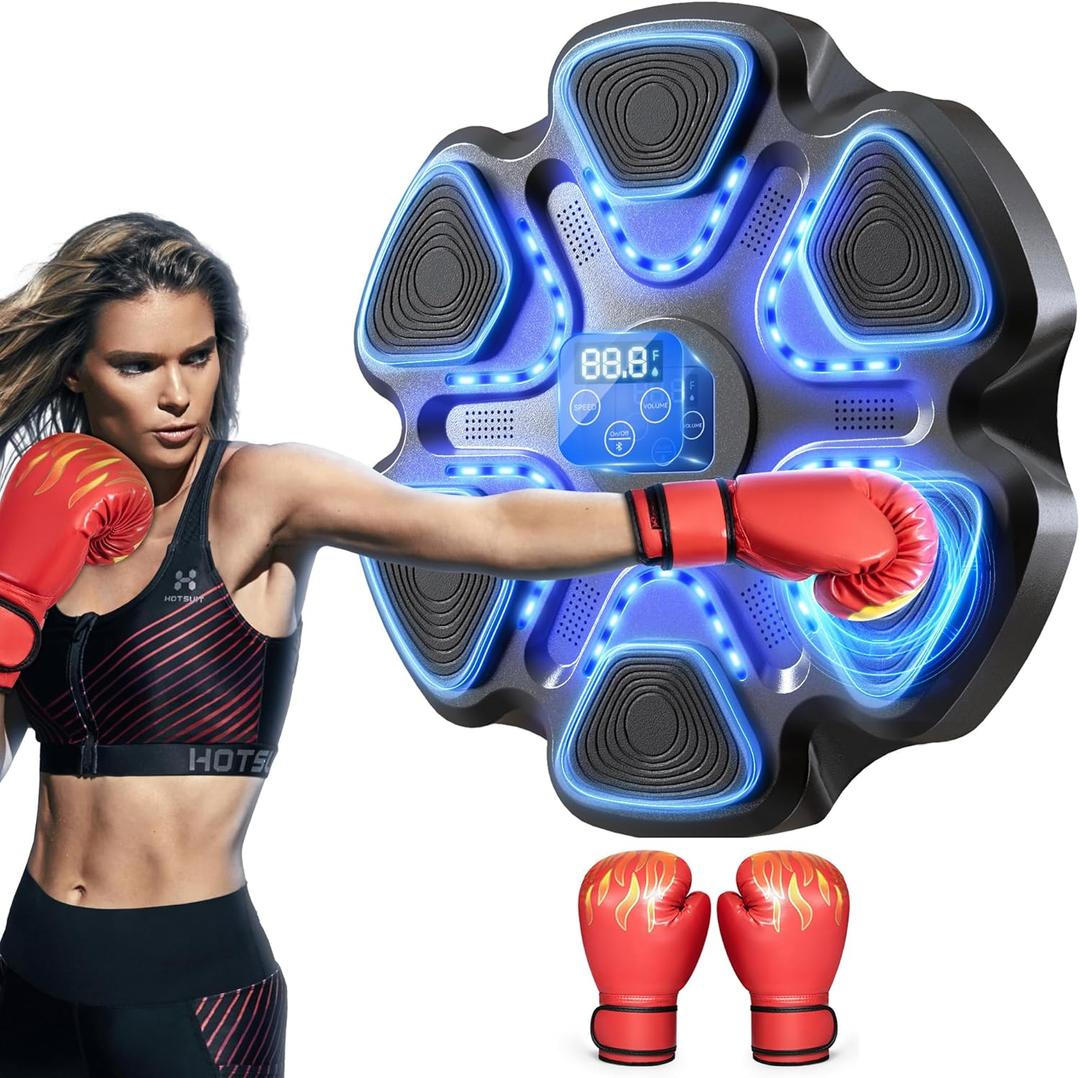 Music Boxing Machine with Gloves for Adults Boxing Machine Wall Mounted Music, Smart Connection Boxing Equipment for Home and Gym, Training Machine with Electronic Wall Mounted (Black)