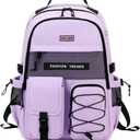 Lohol Multi-Pocket Backpack with 15.6 inch Laptop Compartment, Water Resistant Bookbag for School College and Travel (Purple)