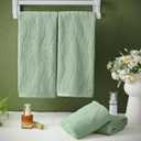 VitalCozy 4 Pcs Bathroom Hand Towels Set Sage Green Wavy Striped Jacquard Towels 14x29 Inch 100% Cotton Soft Absorbent Decorative for Bathroom Kitchen Gift for Festival
