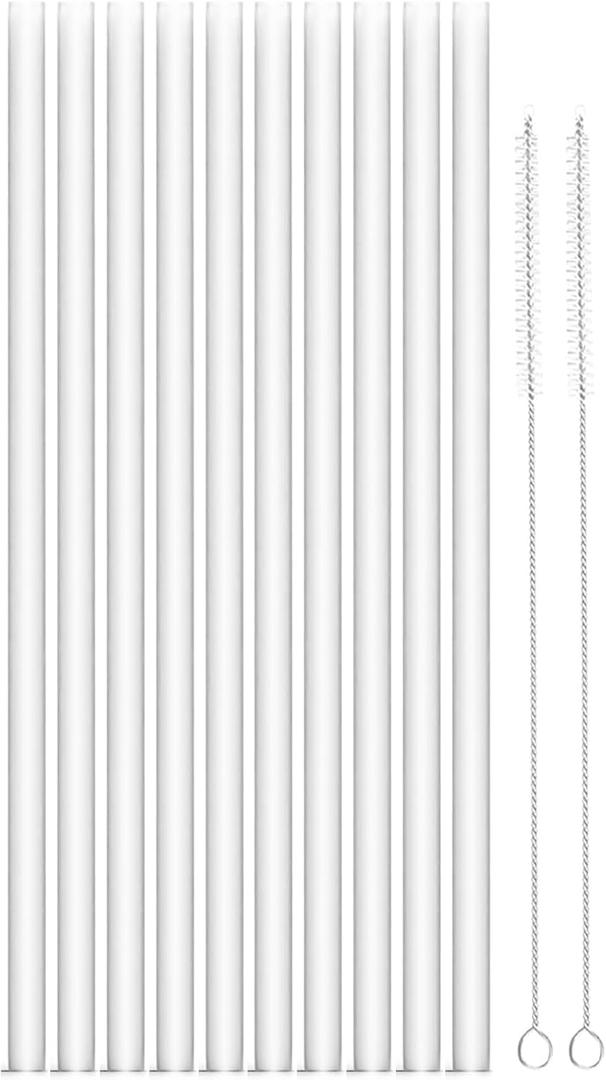 Reusable Silicone Straw Set for Hydro Flask Bottles Fits 12/16/18/20/24/32/40/64 oz, Silicone Straws(10) + Cleaning Brushes(2)