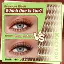 KEYYOU Brown Flaunt Lash Clusters Kit - Flora Volume D Curl Manga 8-16mm Spikes Lash Extension Kit Includes Bonus Bunny Black Lashes with Bond and Seal, Remover & Applicator for DIY at Home(CoCoa03)