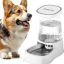 Gardner Pet Automatic Dog Water Dispenser Gravity Stainless Steel Water Waterer Feeder, 100% BPA-Free Large Capacity Water Feeding Bowls for Medium & Large-Sized Dogs Cats Other Pets -(1 Gallon) (White)