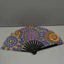 SoJourner Bags Mandala Trippy Wonders Rave Fan - Large Folding Clack Fan for Men and Women - Rave Accessories for EDM, Line Dancing, Cosplay, Concerts and More