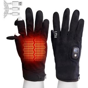 Electric Heated Gloves for Men & Women - Battery Work Touchscreen Thin Gloves for Working in Cold Winter Weather Rechargeable (Black, XL)