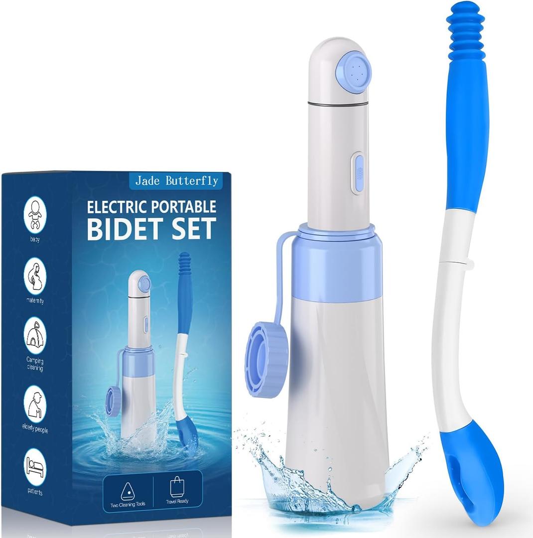 Portable Bidet Toilet Aids Wiper Tool Set for Travel | 350ML Bottle | 450mAh Battery | IPX7 Waterproof |Compact & High-Powered with 2 Pressure Modes for Wiping and Personal Hygiene (Blue, Ultra)