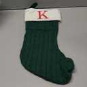 Christmas Stockings with Initials,20 Inches Large Knit Embroidered Letter Green White Christmas Stocking,Monogram Christmas Stocking for Famliy Holiday and Xmas Tree Fireplace (Letter K)