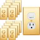 Zonon 16 Pack Gold Outlet Covers 4.50" x 2.76" Duplex Outlet Cover Brass Metal Brushed Decorative Gold Receptacle Wall Plate Corrosion Resistant, Standard Size, Brushed Brass