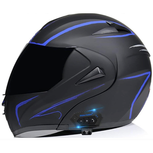 Bluetooth Modular Motorcycle Helmet DOT Approved Flip Up Front Helmets Dual Anti-Fog Visors Full Face Helmet Built-in for Adults Men Women Crash Helmet 55-64CM (Medium, 8)