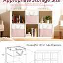 12x12 Storage Cube Bins, 6 Pack Reinforced Bottom Cardboard Foldable Box, Organizer for Closet Shelves, Heavy Home Storage Baskets (White Pink)