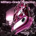 LONTECT for iPhone Air Case 3 in 1 Shockproof Heavy Duty Rugged Hard PC+Soft Silicone Full Body Protective Cover Girls Women Case for Apple iPhone 17 Air 2025, Glow in The Dark Fuchsia Red