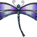 Metal Dragonfly Wall Decor - Outdoor Wall Decor Garden Dragonfly Decor for Patio - Dragonfly Metal Wall Art for Living Room, Bedroom, Dragonfly Gifts(15 inch, Metal&Glass)