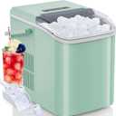OLIXIS Portable Ice Machine Maker Countertop with Handle, Ice Cube Maker 9 Cubes in 6 Mins, 26.5lbs/24Hrs, 2 Sizes of Bullet Ice, Ice Scoop, Basket for Home Kitchen Office, Green