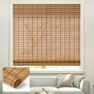 Kokorona Cordless Sheer Bamboo Roman Shades with Valance, Light Filtering Woven Bamboo Blinds for Windows, Natural Window Blinds Roll Up Shades for Home & Patio, 22" W x 64" H, Light Russet