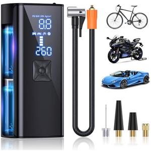 Tire Inflator Portable Air Compressor, 150PSI & 25000mAh Portable Air Pump for Car Tires, 2X Faster Inflation Air Compressor with Digital Pressure Gauge for Car, Bike, Motorcycle, Ball